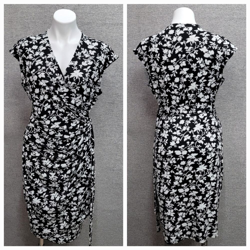 LARK & RO WRAP DRESS WITH FLORAL PRINT, SIZE L